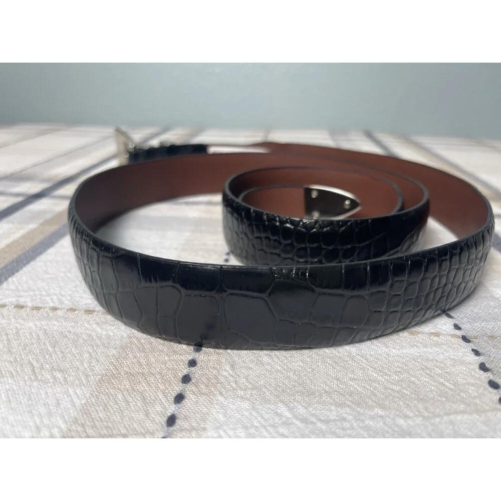 Torino Black Embossed Calf Croc Men’s Belt Style 82 Model 4560 USA Size 52 NWT